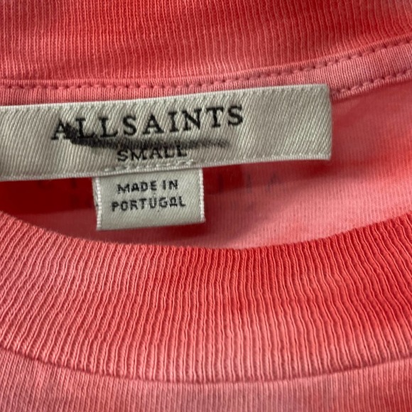 ALLSAINTS Spitalfields Coni Tie Dye T-shirt Red Shoulder Pad Tie Front NWT Small - Picture 7 of 15